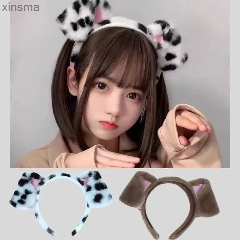 Opaski na głowę Puppy ucha pałąk na głowę pluszowe lolita Hair Akcesoria Uszy Cosplay Emplay Hairband Women Makijaż Makijaż Hot YQ240116