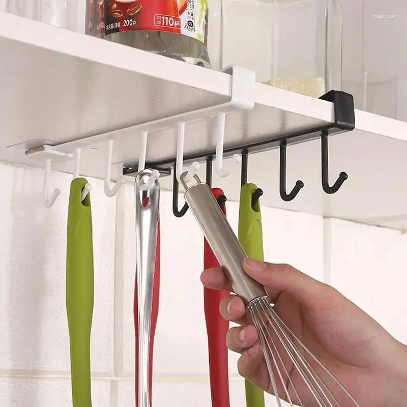 Hooks Wall Mounted Mop Holder 6 Hook Multi-Functional Hangers Prevent Scratches Heavy Duty Organizer Cabinet
