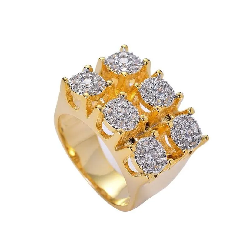 Solitaire Anel Hip Hop Mens Iced Out Anel Banhado A Ouro Zircon Anéis De Cobre Homens Mulheres Charme Jóias De Luxo 1017 B3 Drop Delivery Jewelr Dhchs