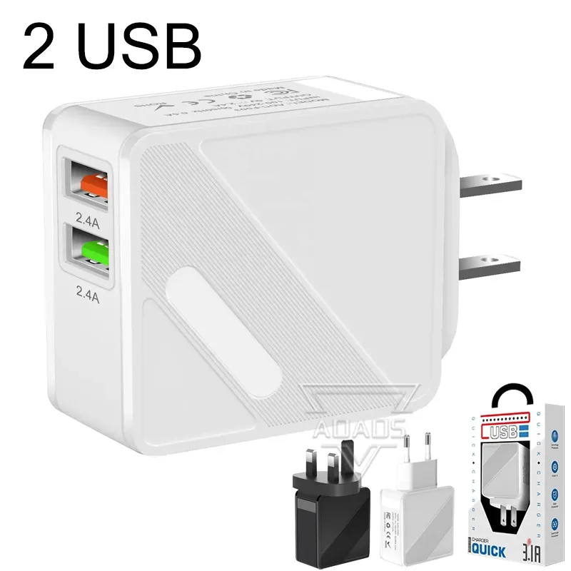 Dual USB Wall Adapter ABS Material 3.1A Phone Chargers EU US UK Adapted For iphone Samsung Xiaomi Smart phone