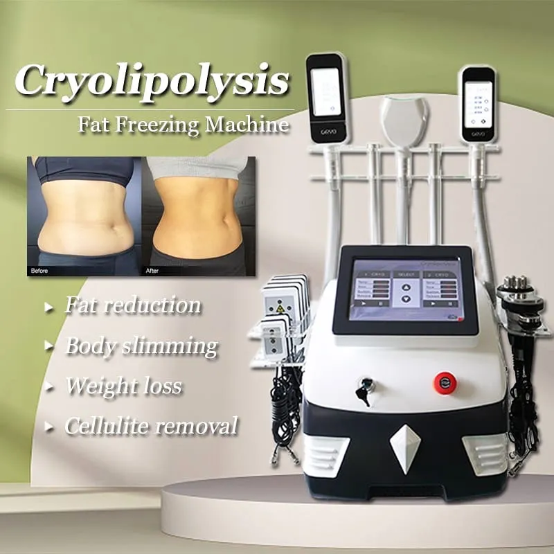 360 Cryo Fat Freezing Cryoterapy Cryolipolysis Body Slimming Device Cavitation Fat Borttagning RF Skin åtdragning av lipolaser Slimming