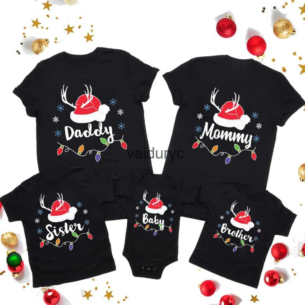가족 일치 의상 메리 크리스마스 가족 MATNG 옷 성인 아이 모양의 복장 티셔츠 최고 휴일 아버지 아버지 T 셔츠 아기 장난 꾸러기 H240508