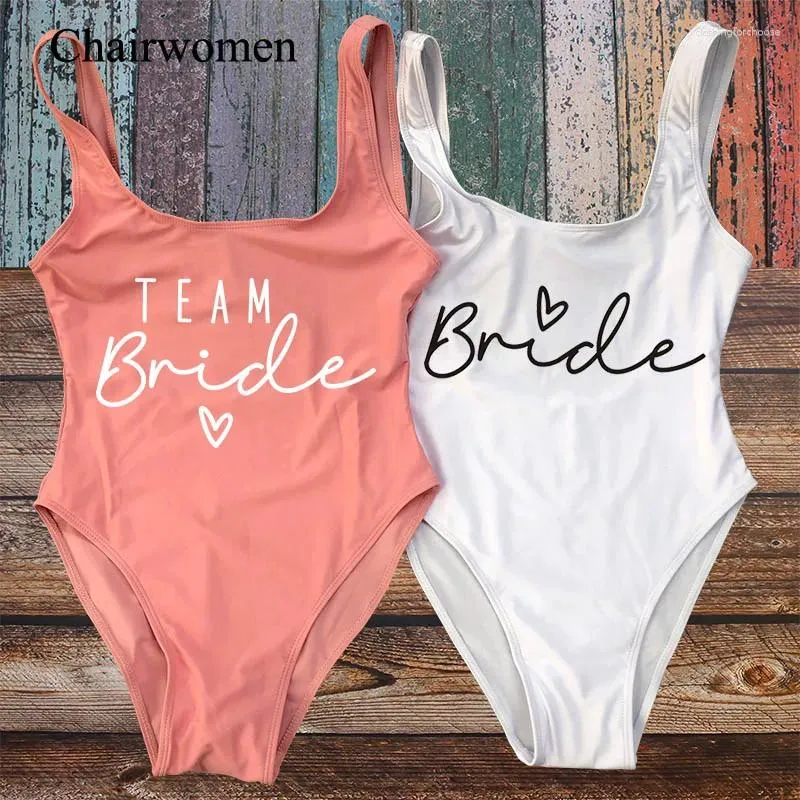 Kvinnors badkläder S-3XL Team Bride One-Piece Swimsuit Squad Woman Blush Pink Bachelorette Party Baddräkter