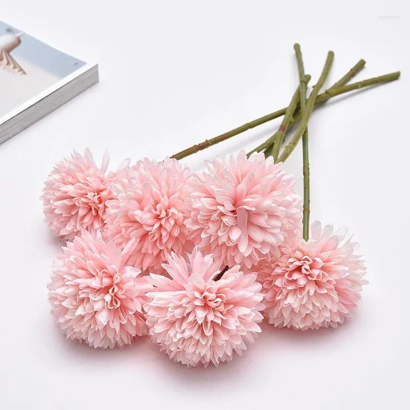 Dekoratif Çiçekler 10 Pc/Paket Taktit Çiçek Taraxacum Ball Chrysantemum İpek İpek Yapay Bitki Dekorasyon Oturma Odası Balkon Düğünü