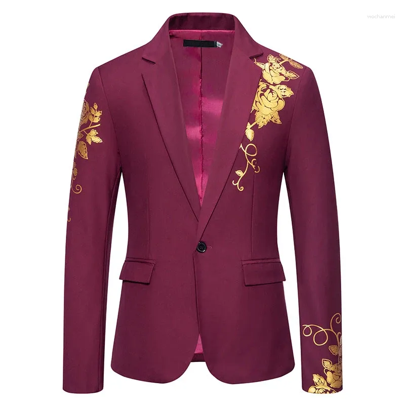 Costumes pour hommes personnalité de la mode Paisley feuille imprimé Blazer mariage décontracté coupe ajustée veste de costume de luxe manteau de smoking