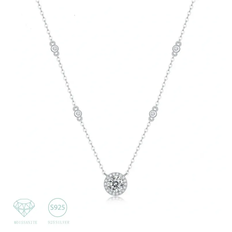 925 Sterling Silver 1 Diamond Starry Ladies Set Chain ClaVicle Fashion Necklace Gift 240115