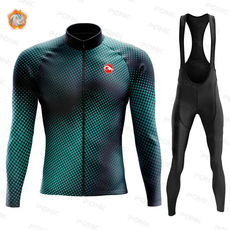 Winter Wielertrui Set Heren Thermische Fleece Kleding MTB Jassen Ropa Ciclismo Triathlon Fiets 240116