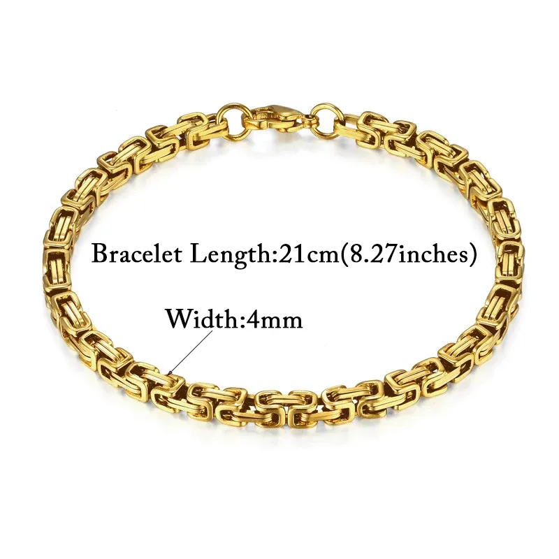 fafafa Newest 14k Yellow Gold Men Women Wristband 4mm Golden Color Male Hand Chain Link Bracelet Hip Hop Jewelry