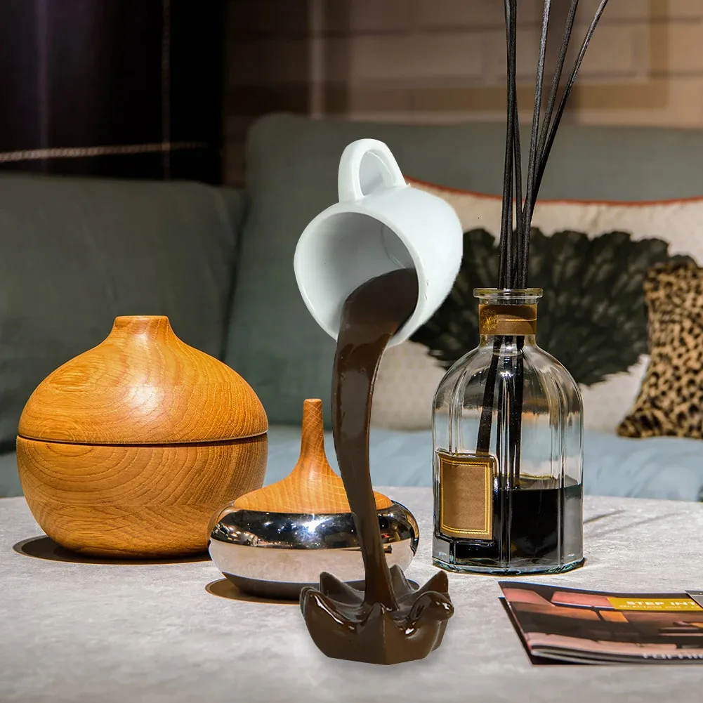 3D плавающая чашка кофе, разливающаяся креативная кружка, украшения, скульптура, домашняя фигурка, украшение для рабочего стола, 240116