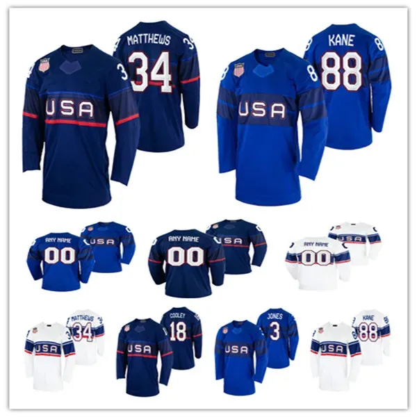 USA Hockey 2022 Beijing Winter ICE Jerseys Patrick Kane Seth Jones Johnny Gaudreau Jack Eichel Auston Matthews Jake Guentzel Brady Tkachuk D