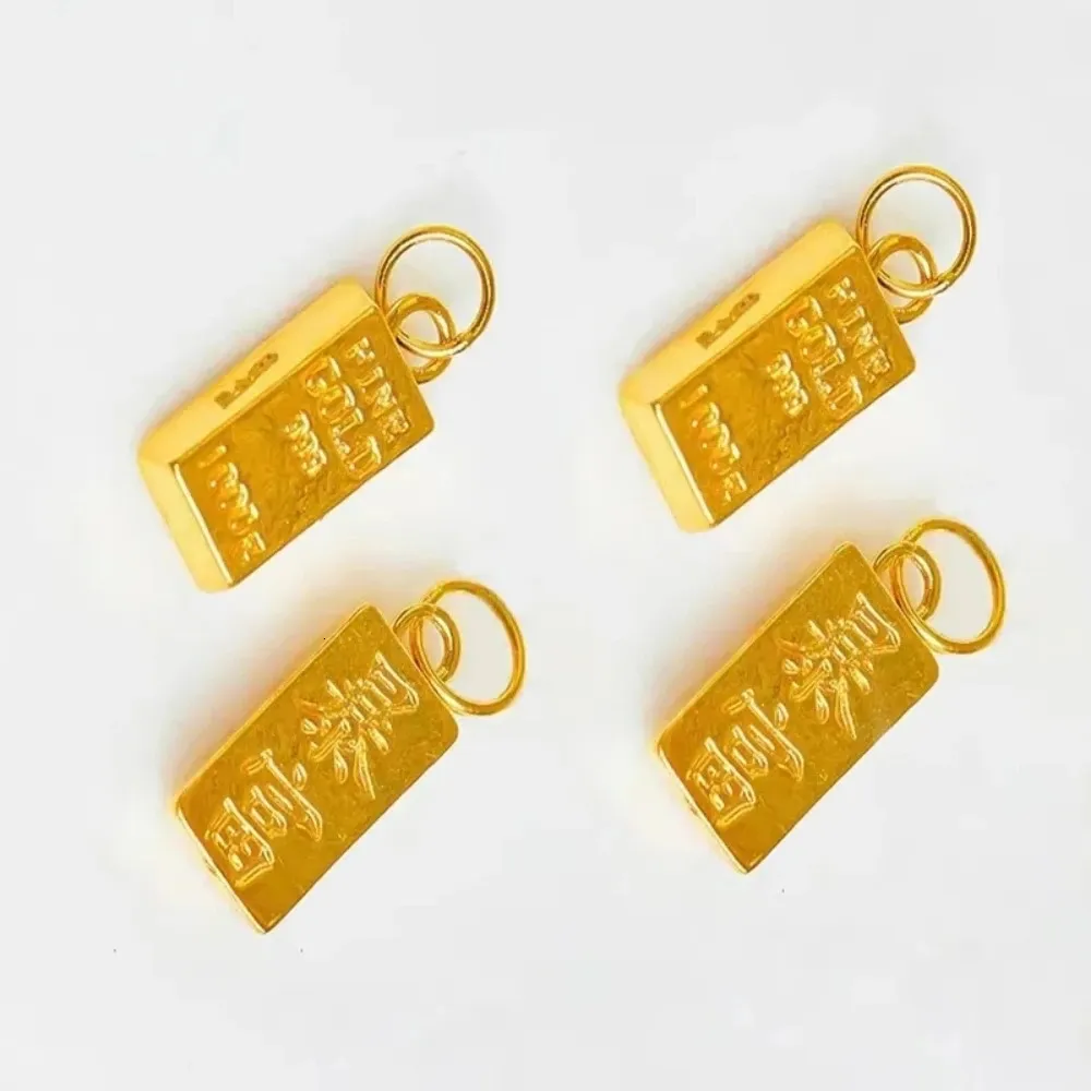 Real 24K puro 999 collar con colgante de oro de lujo diseño de ladrillos de oro cadena pura AU750 para mujeres joyería fina Giftd585 240116