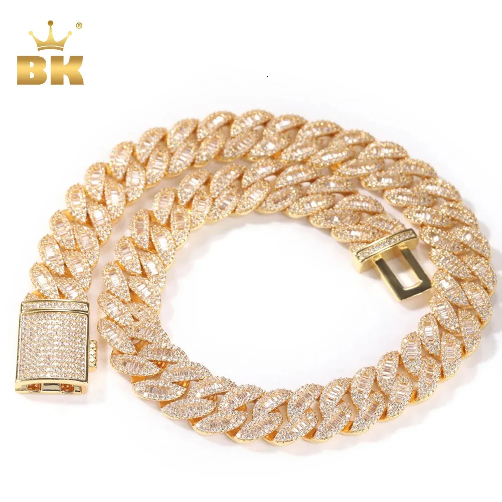 THE BLING KING 16mm Miami Lien Cubain Collier Glacé Baguettecz Cubique Zircone Bracelet HipHop Bijoux De Mode Pour Cadeau De Fête 240115