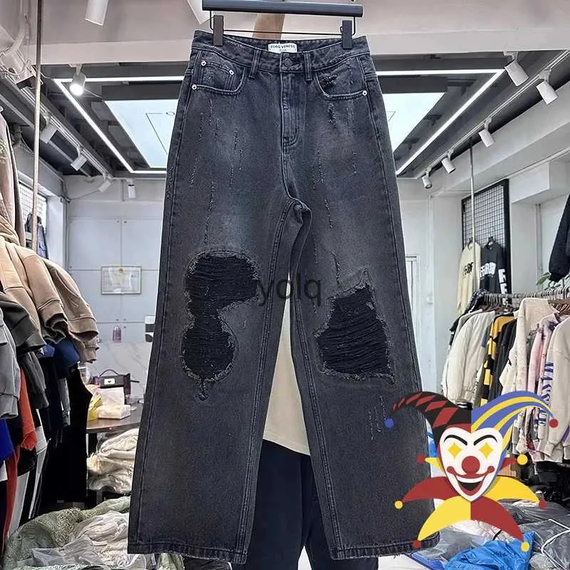 Men's Pants Washed Damaged Jeans Men Women Vintage Trousersyolq