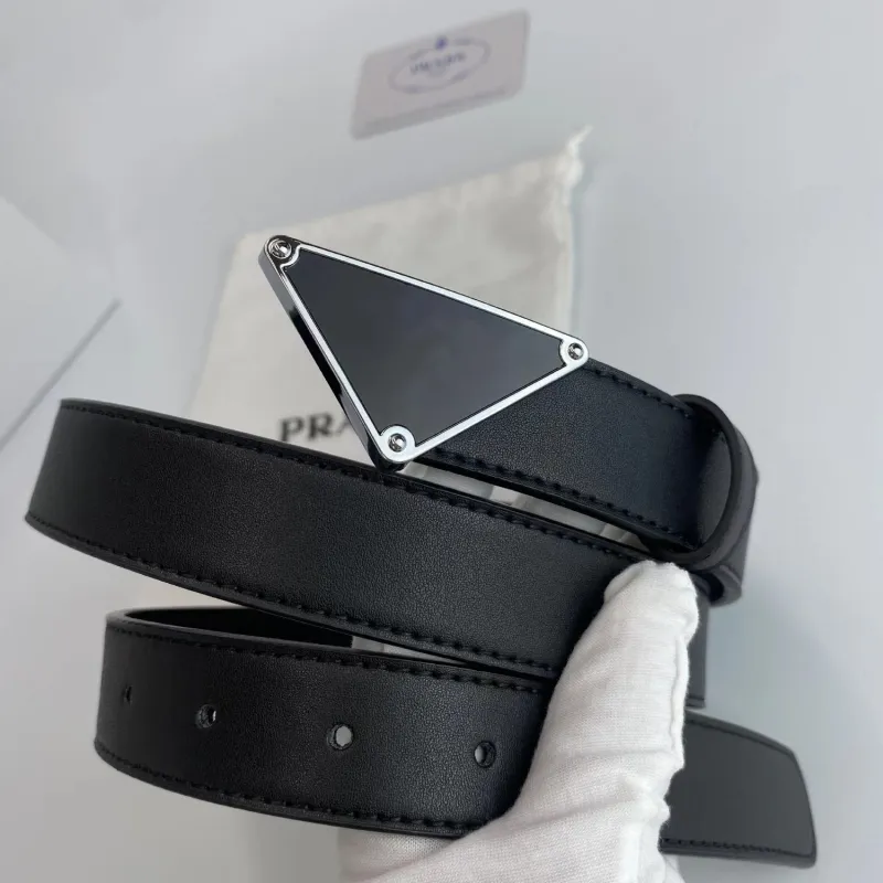 2024 New Genuine Leather Triangle 3.0cm Designer Belt High end Womens Belt American Fashion Belt Mens and Womens Hundred Paired Jeans Dress with Gift Box Wholesale