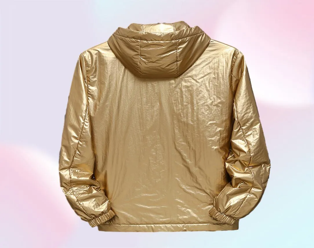 Veste métallique argent brillant pour hommes, manteaux de fête, danse, boîte de nuit, Hip Hop, Slim, à capuche, Streetwear, Jaqueta Masculina7256938