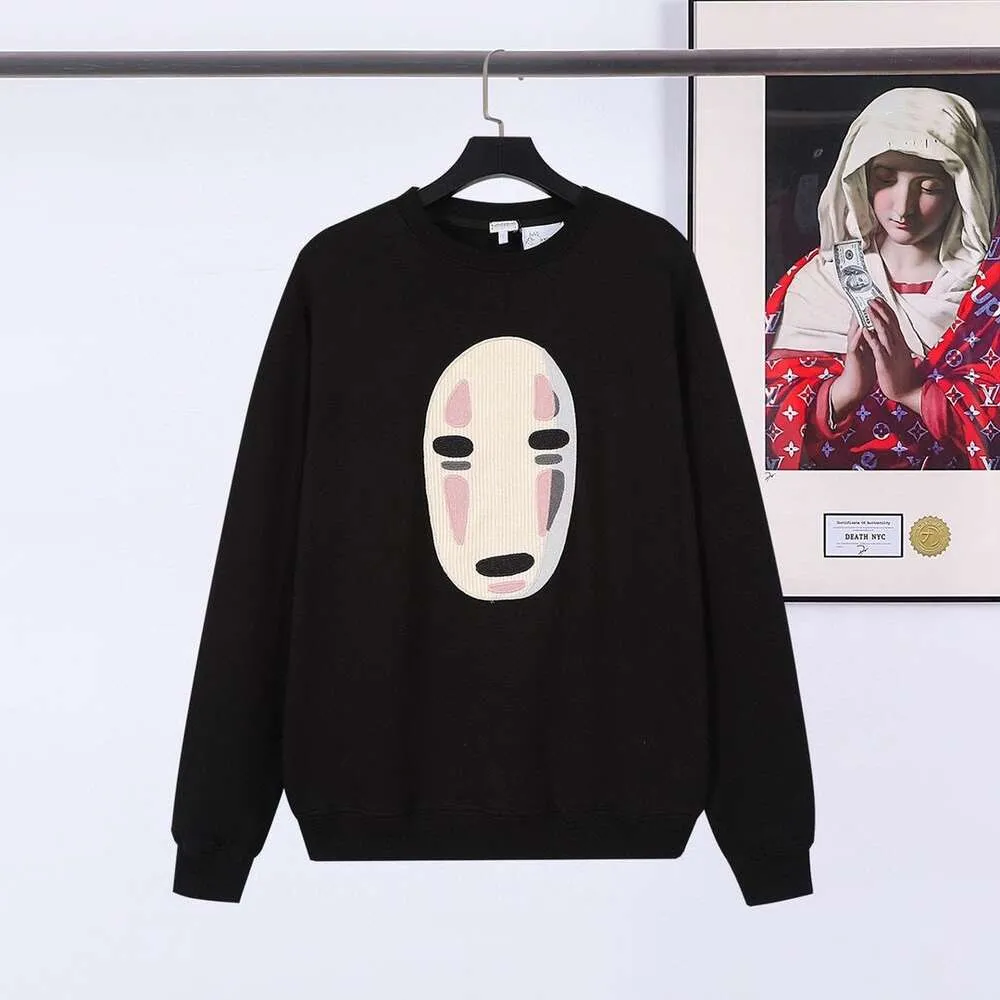 Erkekler Hoodie Designer Sweater Erkek Kadın Moda Karikatür Yüzsüz Adam İşlemeli Mektup Grafik Sweatshirt Sıradan Gevşek Yuvarlak Boyun Pullover Uzun Kollu Tişört