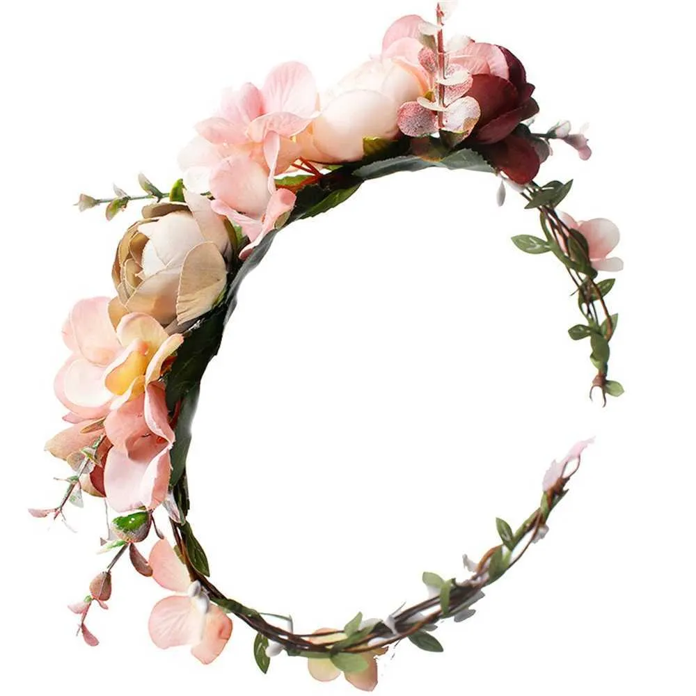 Headbands Bohemian Flower Crowns Women Hairbands Wedding Party Hair Wreath Handwork Vine Hair Ornament For Girl couronne de fleurL2401015