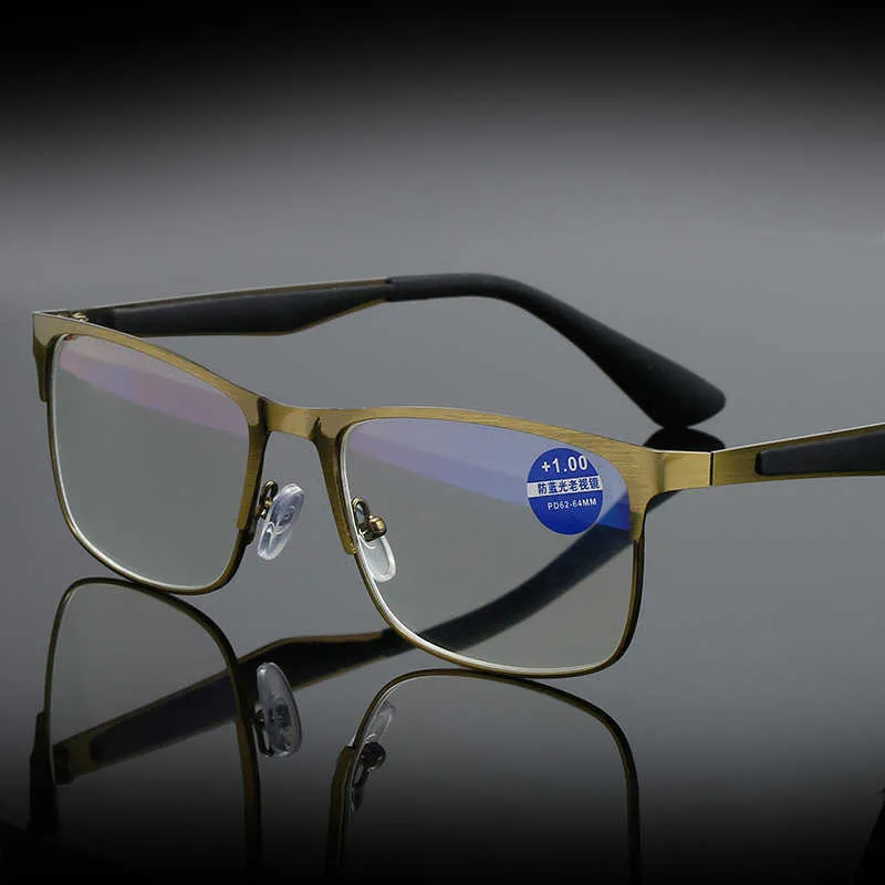 Metal Full Frame Eyebrow Blue Light Proof Reading Glasses Mens Fashion Hd Resin for the Elderly