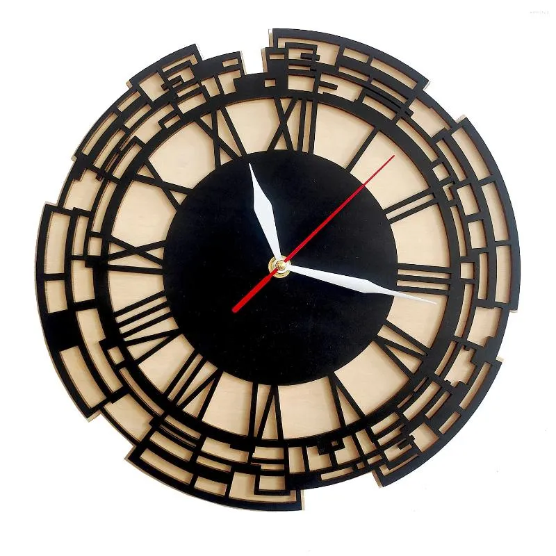 Orologi da parete Venezia Nero Orologio silenzioso unico senza ticchettio per camera da letto Design moderno Orologio minimalista arte rustica per la decorazione della casa