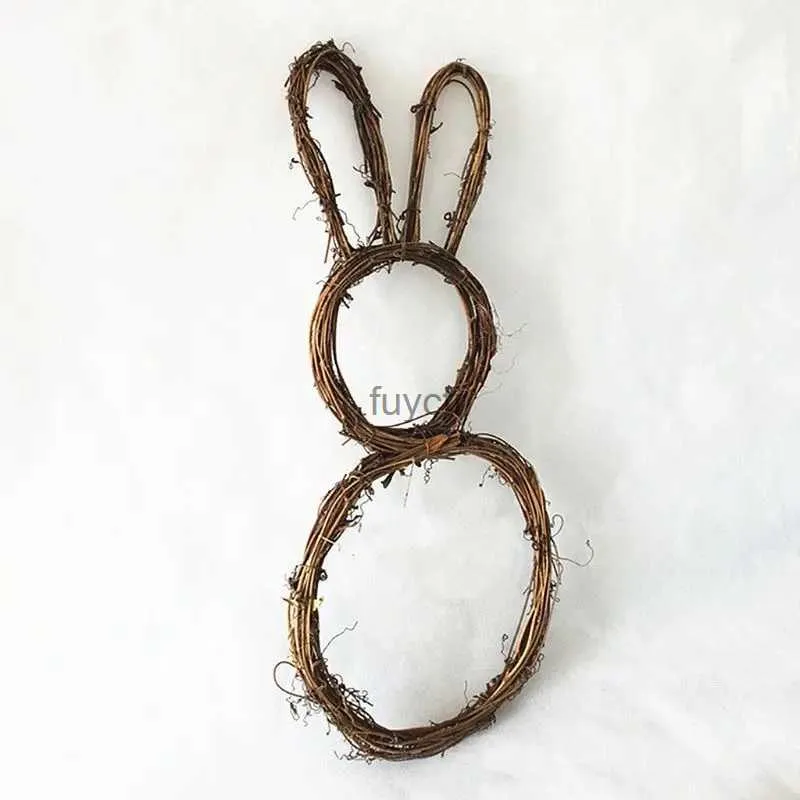 Other Event Party Supplies DIY Rattan Bunny Rabbit Wreath Door Window Wall Hanging Ornament Christmas Easter Decor YQ240116