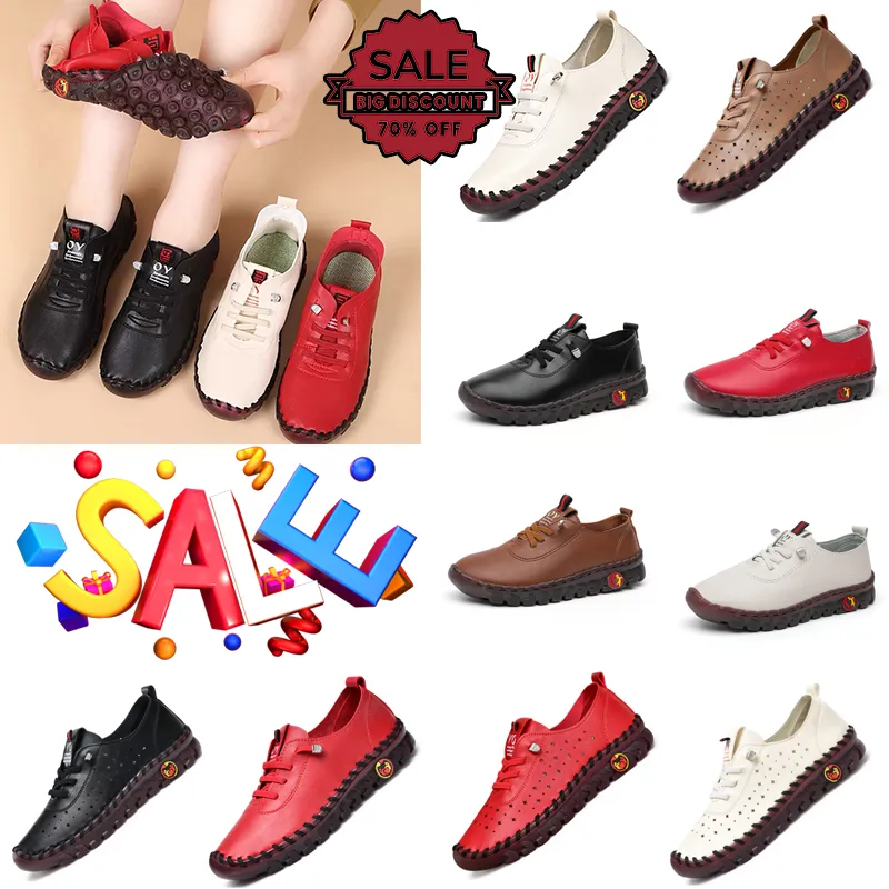 Canvas shoes Handmade Tendon Soft Sole Mother Shoes Women's Flat Shoes Casual Shoes Leather Soft Bottom Flat Non-Slip big size