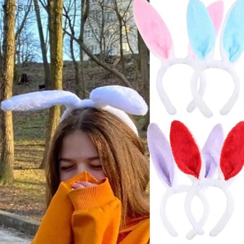 Stirnbänder Neue Ostern Erwachsene Kinder Niedlichen Kaninchen Ohr Stirnband Prop Plüsch Haarband Anime Cosplay Bunny Ohr Haarband Party Dekorationen für frauen YQ240116