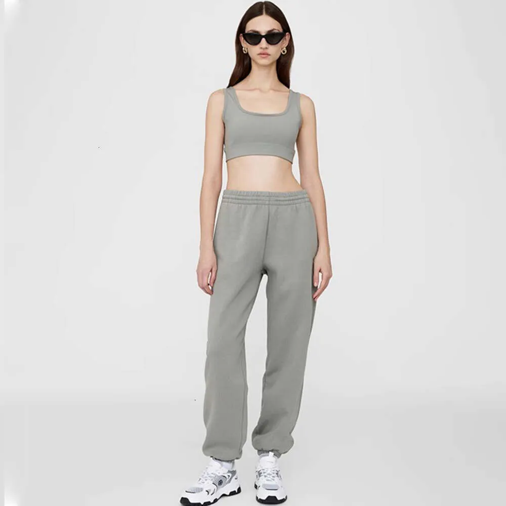 10a högkvalitativ bing grå plysch sport tröjor ab passar designer casual byxor för kvinnor lösa byxor