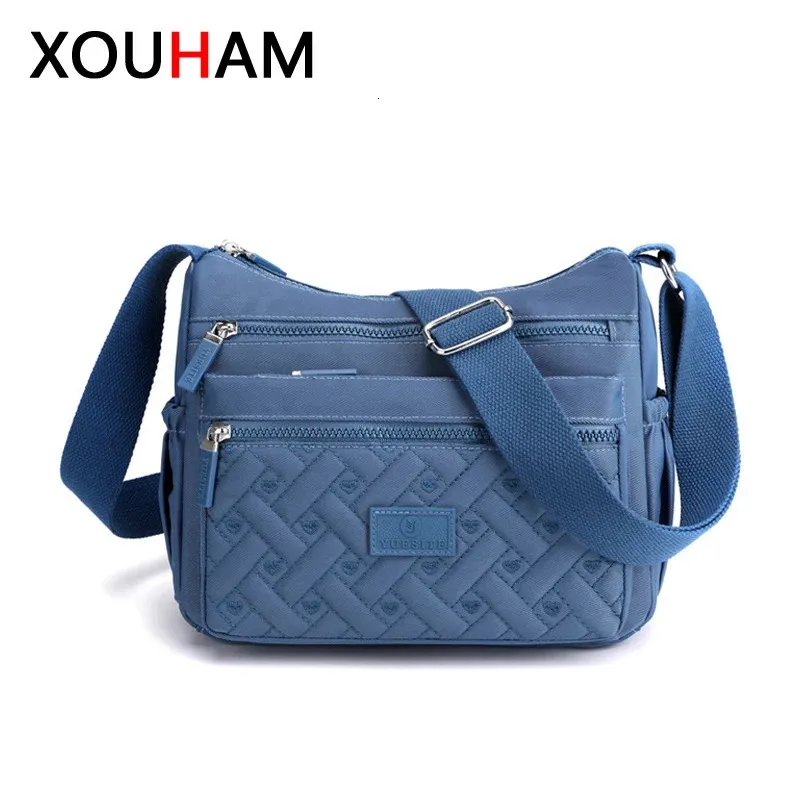 Xouham bolsa feminina de ombro crossbody para mulheres, à prova d'água, cor sólida, preta, rosa, casual, de nylon, bolsa mensageiro, 240116