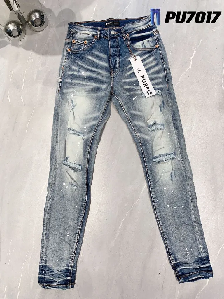 Herrenjeans Lila Jeans Designer Denim Stickerei Hosen Mode Löcher Hosen US Größe 28-40 Hip Hop Distressed Zipper Hose Rock Revival True Men Jeans839Z