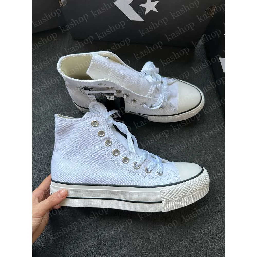 Sapatos de lona de grife de grife masculino de fundo grosso Sapatos casuais clássicos de preto e branco de alto teto de baixo top