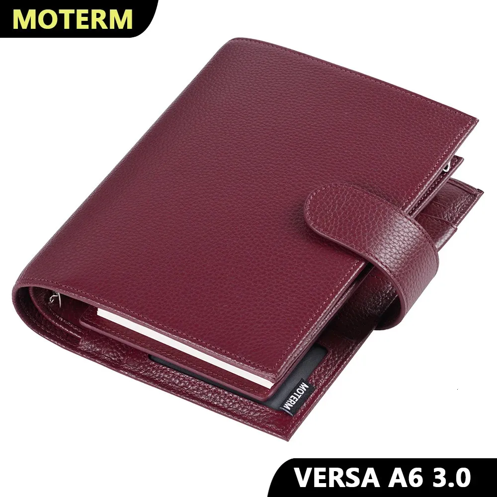 Moterm A6 Versa 3.0 Rings Planner 30 mmリングペブルブルドスタイルオーガナイザー本革アジェンダジャーリーウォレットジャーナルNotepad 240115