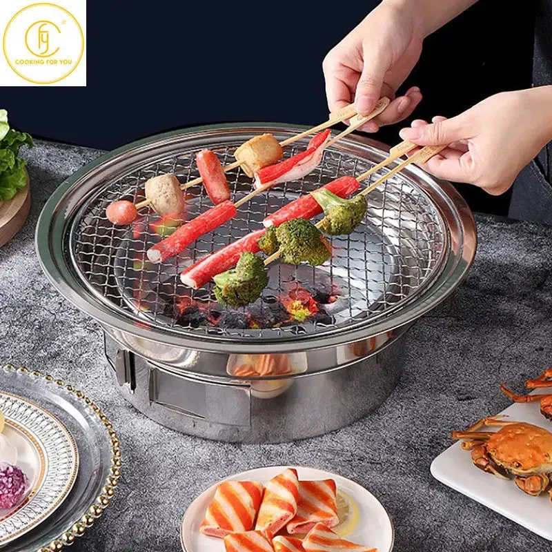 Koreańska stal ze stali nierdzewnej Grill Grill Grill Grill BBQ Grill Non-Stick for Home Kitchen Outdoor Garden Stove 240116