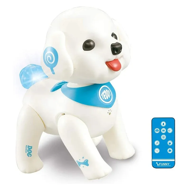 RC Robot Dog Smart Puppy Teddy Controllo vocale programmabile Canto Camminata Controllo remoto Animali domestici elettronici Giocattoli per bambini 240116