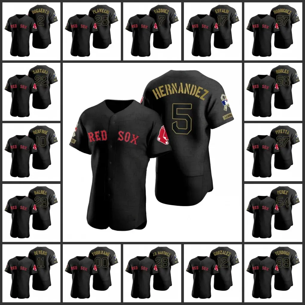 Boston Red''Sox''Men J.D. Martinez FWade Boggs David Ortiz Enrique Hernandez Women Youth Custom Black All Black Salute to Service Jersey