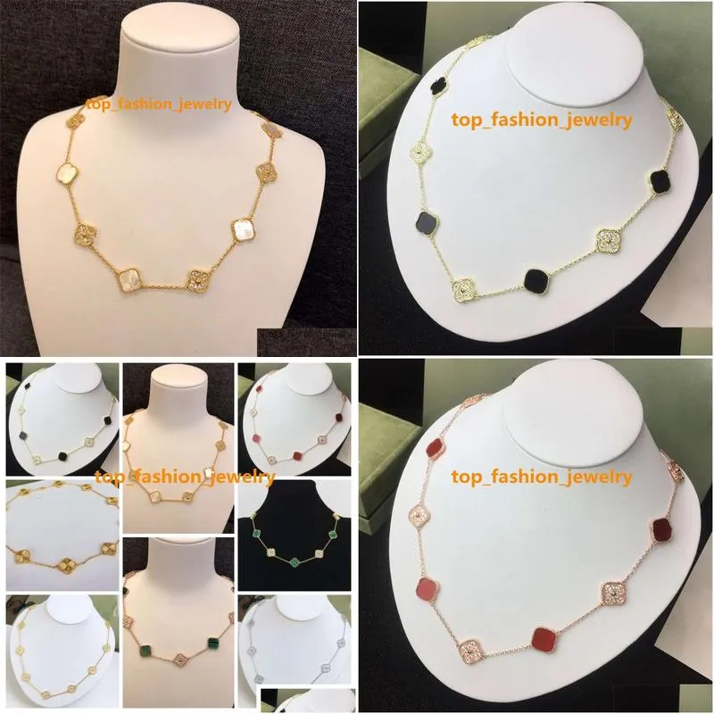 10 diamants collier mode classique trèfle charme 18 carats en or rose plaqué agate pendentif pour femmes fille saint valentin fiançailles desig dhvw6