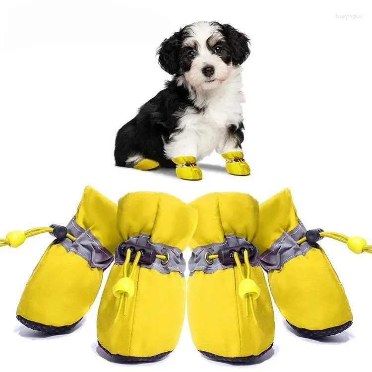 Abbigliamento per cani 4 pezzi/set di scarpe antiscivolo per animali domestici, calore invernale, stivali da pioggia e da neve, copripiedi impermeabili per gattini e cuccioli.