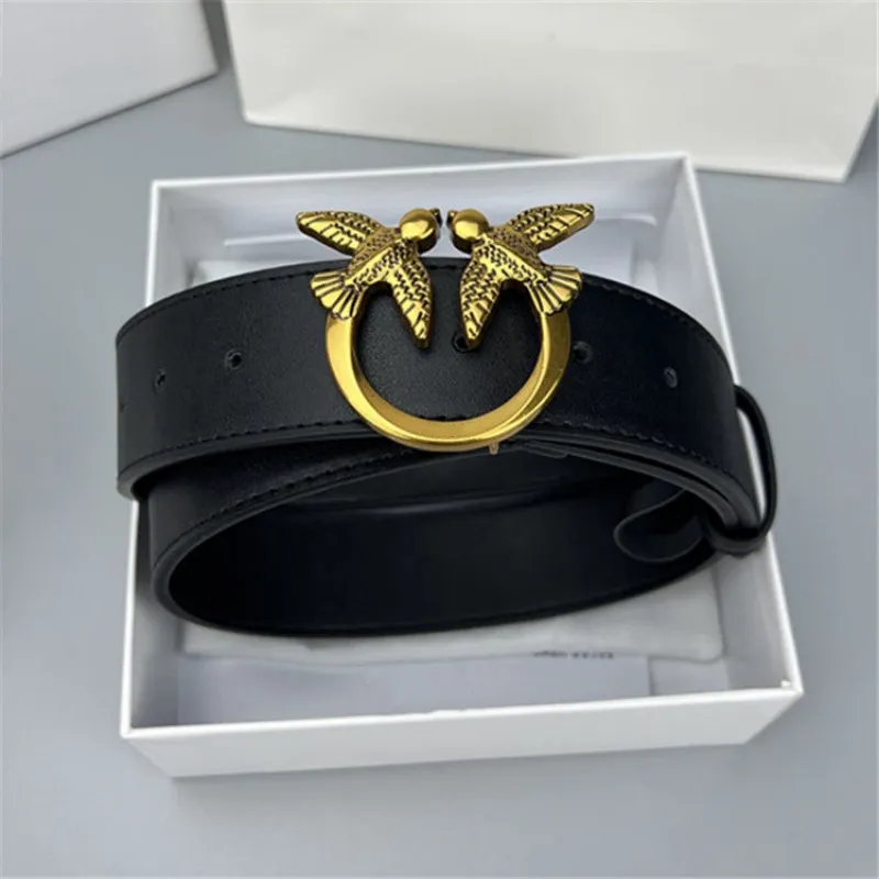 2024 New Designer Belt Brand Mens 4.0cm Womens 3.0cm Swallow Buckle Belt Classic Genuine Leather Trend Fashion Leisure Bird Buckle Cowhide Belt Gift Box Wholesale