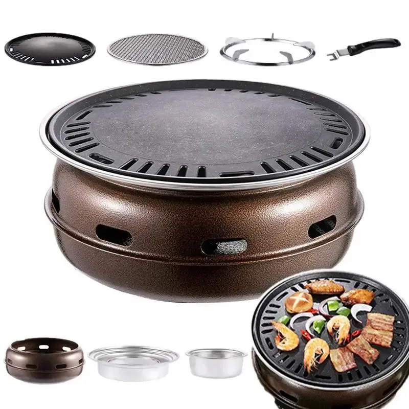 Portable Camping Grill Stove Charcoal Fire Möte Rostning Hushåll Non Stick Barbecue Stove Pan Outdoor Portable Barbecue Oven 240116