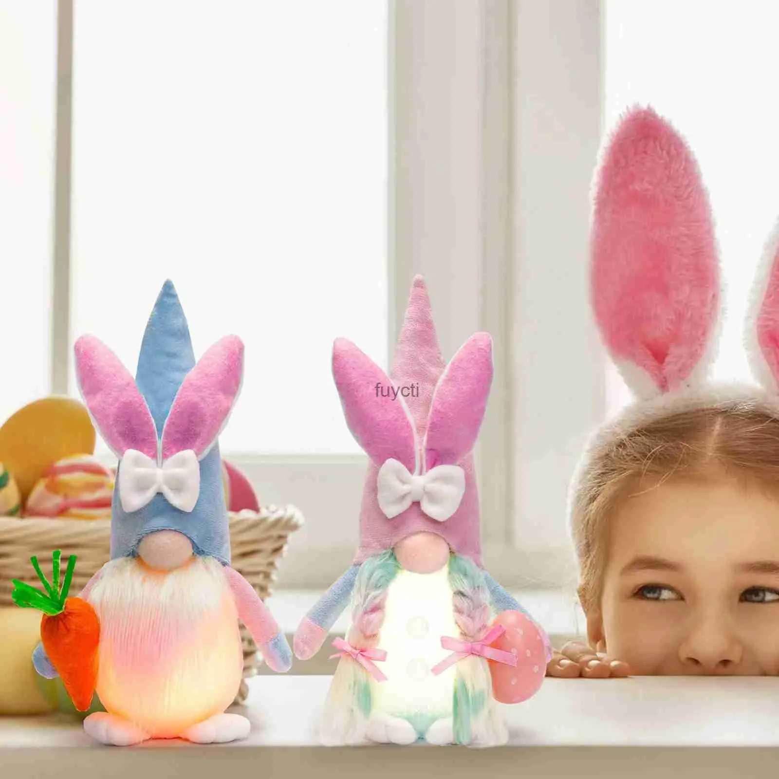 Other Event Party Supplies Easter Ornament Glowing Bunny Doll Cute Radish Eggs Festive Home Ornament Decorations Tangerine Fruit Ornament YQ240116