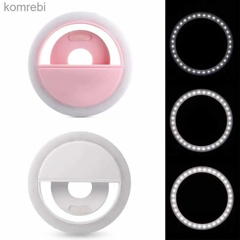 Selfie Lights 2023 USB Charge Led Selfie anneau lumière lentille de téléphone Portable LED lampe Selfie Portable téléphone Portable anneau lumineux Clip LED Ring LightL240116