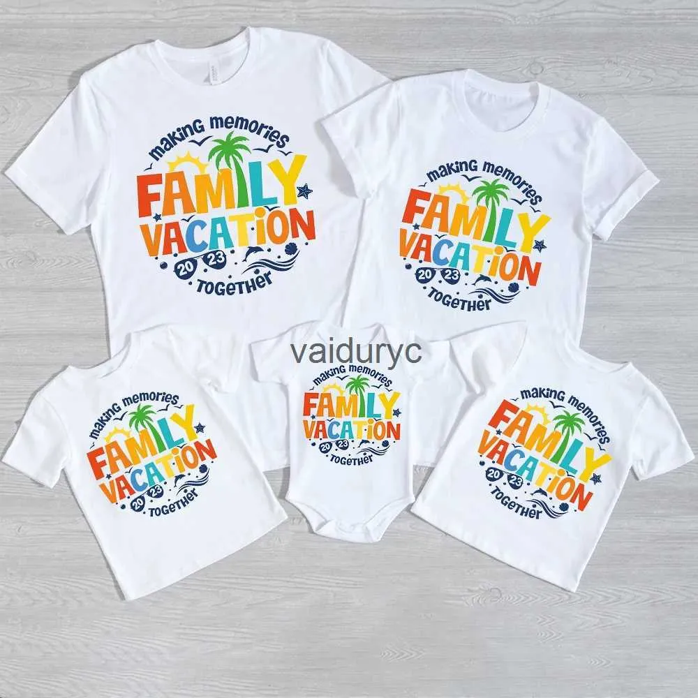 Aile Eşleşen Kıyafetler Aile Tatili 2023 T-Shirt Anıları Birlikte Yapma Tshirt Aile Matng Gömlek Yaz Plajı Gezisi Üst Aile Tatil Giysileri H240508