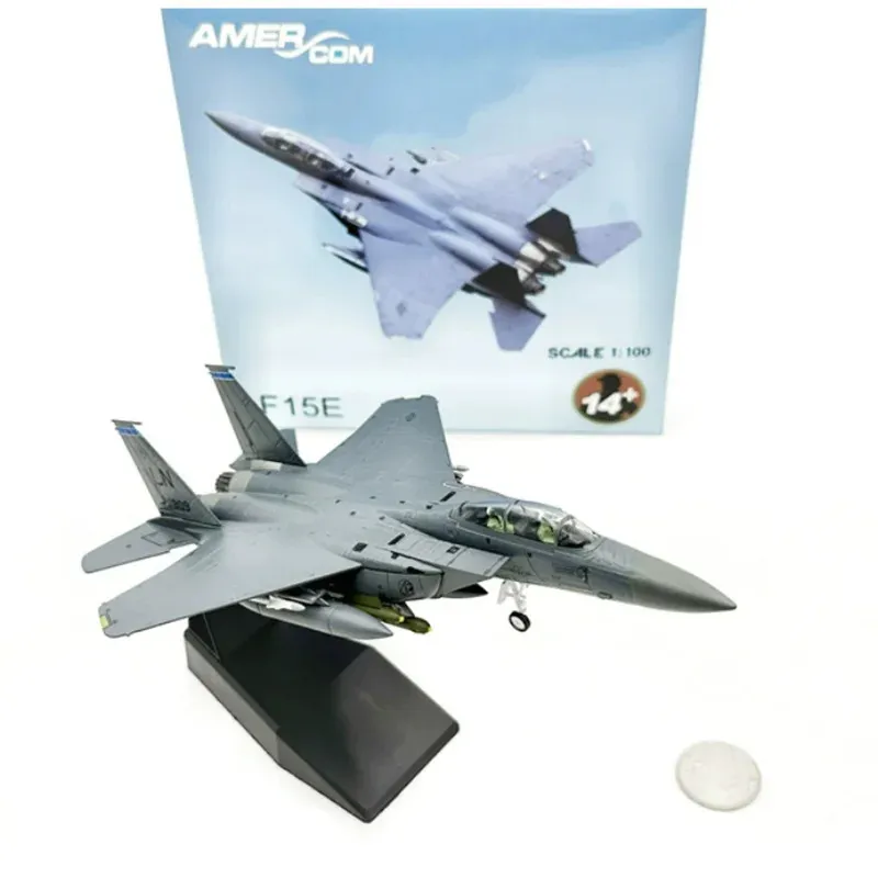 Modellspielzeug im Maßstab 1:100 F-15E 5 F-15 Strike Eagle Fighter USAF Druckguss-Metallflugzeugmodellspielzeug für die Sammlung 240116