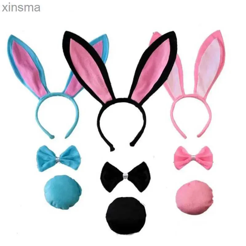 Stirnbänder Party Kinder Hase Ohr Stirnband Schwarz rosa weiß Kaninchen Ohr Tier Haarband Plüsch Geburtstag Halloween Kostüm Cosplay YQ240116