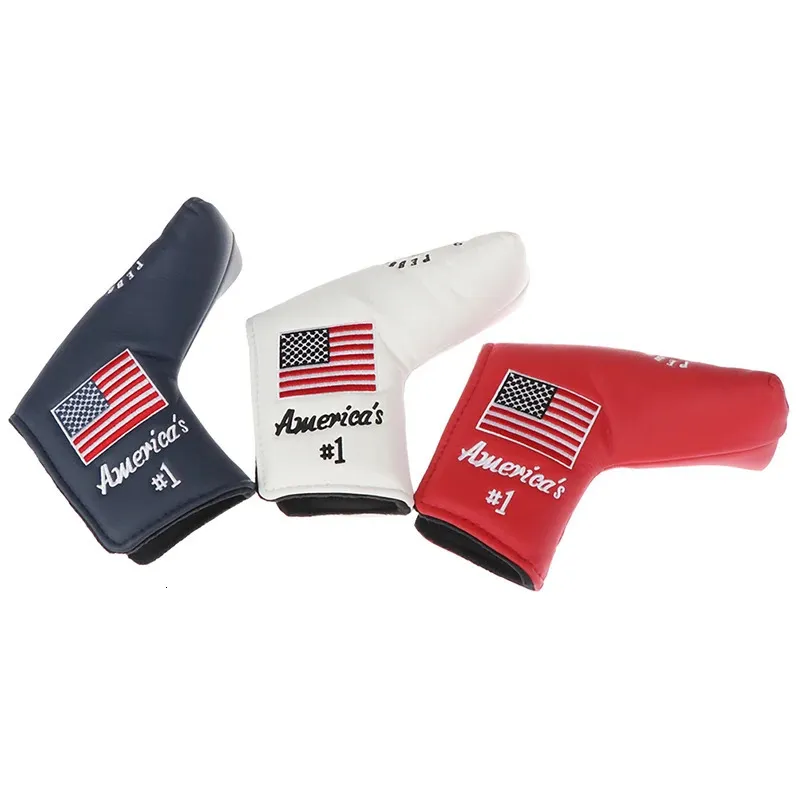 Wysokiej jakości 1PC America Flag Pebble Beach Golf Putter Cover Cover Blade 240116