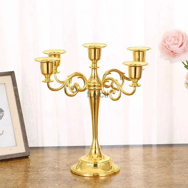 Candle Holders 5 Arms 3 Arms Gold Silver Black Bronze Metal Candle Holder Stand for Wedding Party Restaurant Bar Decoration Candlestick YQ240116