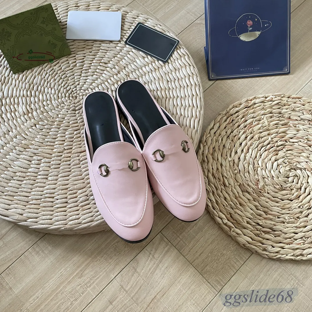 Leather slipper real leather designer mules luxury women jacquard leather slipper logo canvas flat shoes princetown slippers