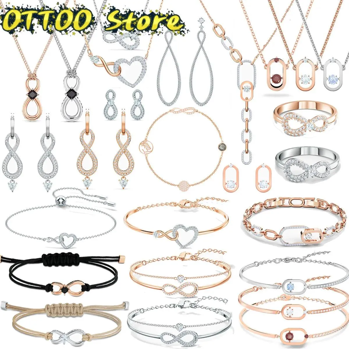 Sets Originele Swa Mode Dames Sieraden Sets Infinity Unlimited Collection Oorbellen Kettingen Armbanden Romantisch Cadeau voor Vrouwen