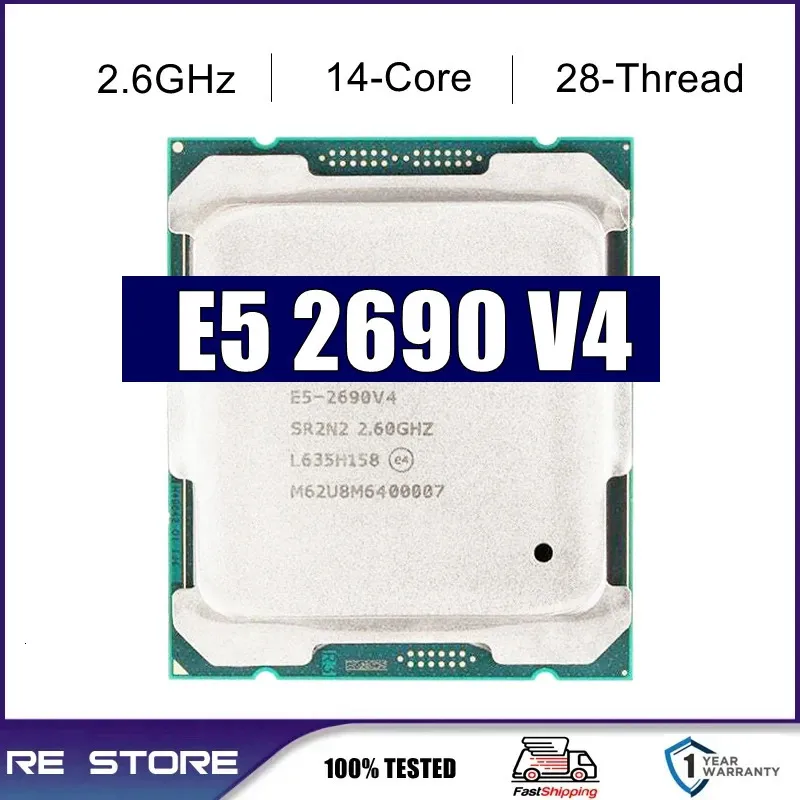 Gebruikt Xeon E5 2690 V4 Processor 2.6GHz Veertien kernen 35M 135W 14nm LGA 2011-3 CPU 240115