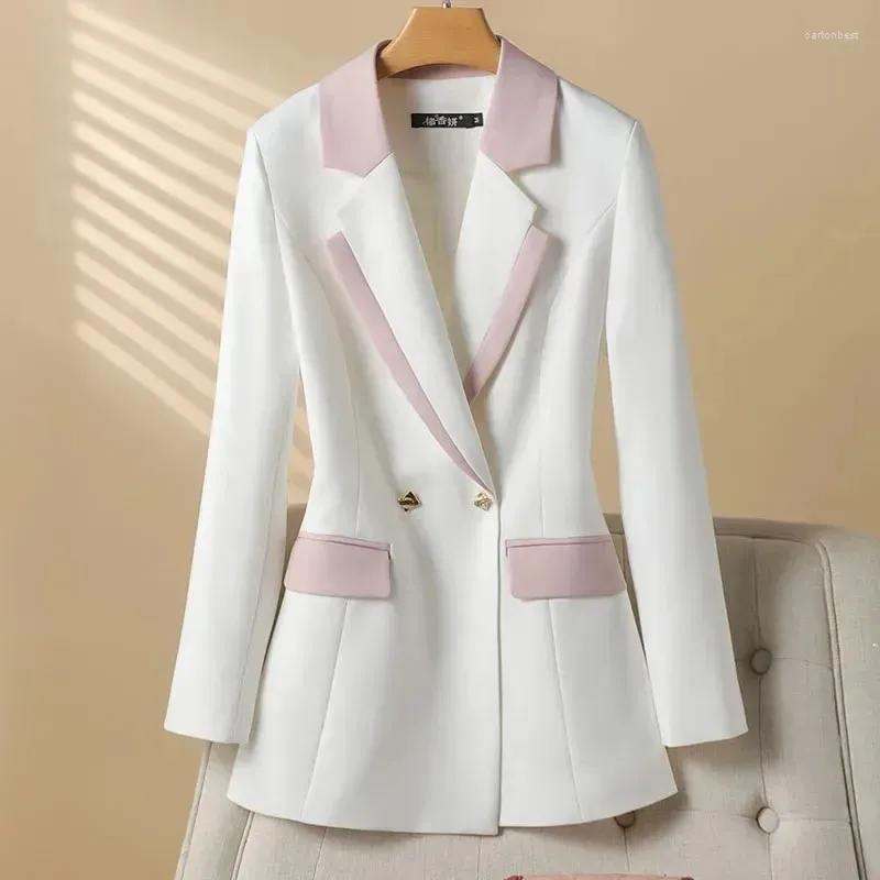 Trajes de mujer 2024 chaqueta americana de otoño primavera ropa traje francés abrigos abrigo coreano señora trabajo de oficina ropa de abrigo blanca RFER