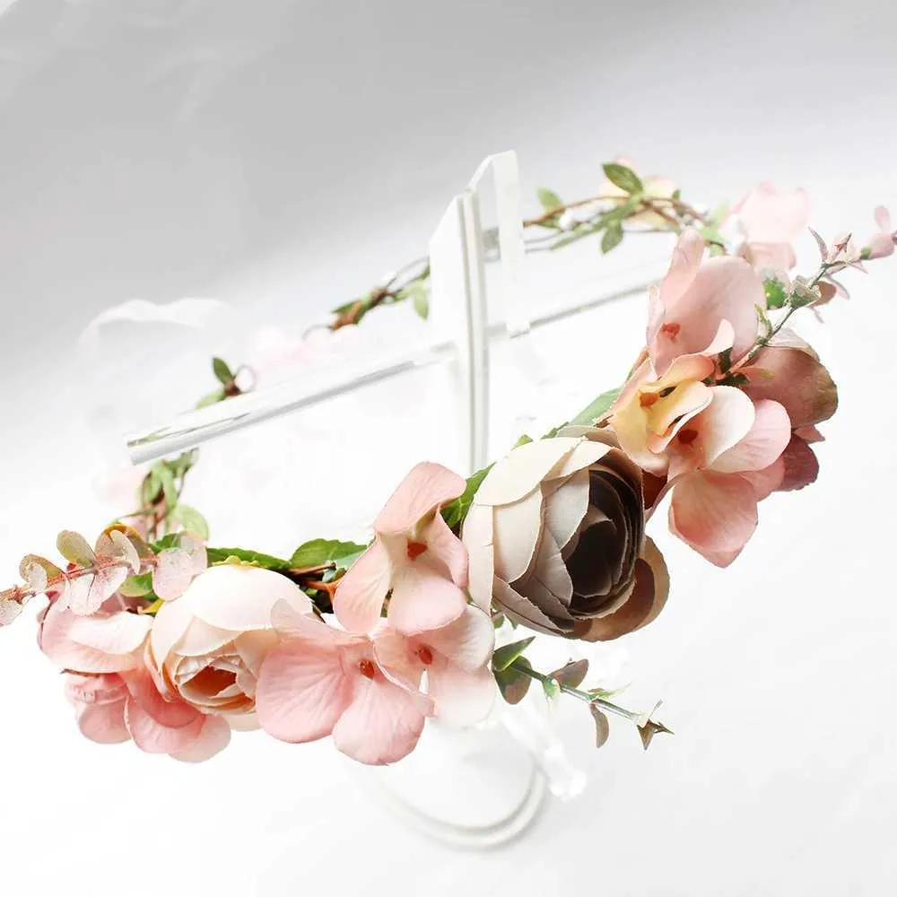 Headbands Bohemian Flower Crowns Women Hairbands Wedding Party Hair Wreath Handwork Vine Hair Ornament For Girl couronne de fleurL2401015